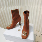 Miss Dior Ankle Boots 80mm Orange Brown Suede  111380