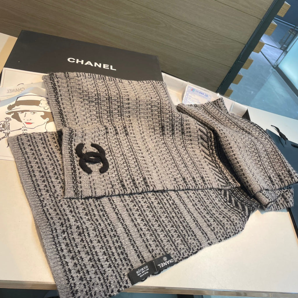 CC Scarf 180 CM In Grey Black Wool 421442
