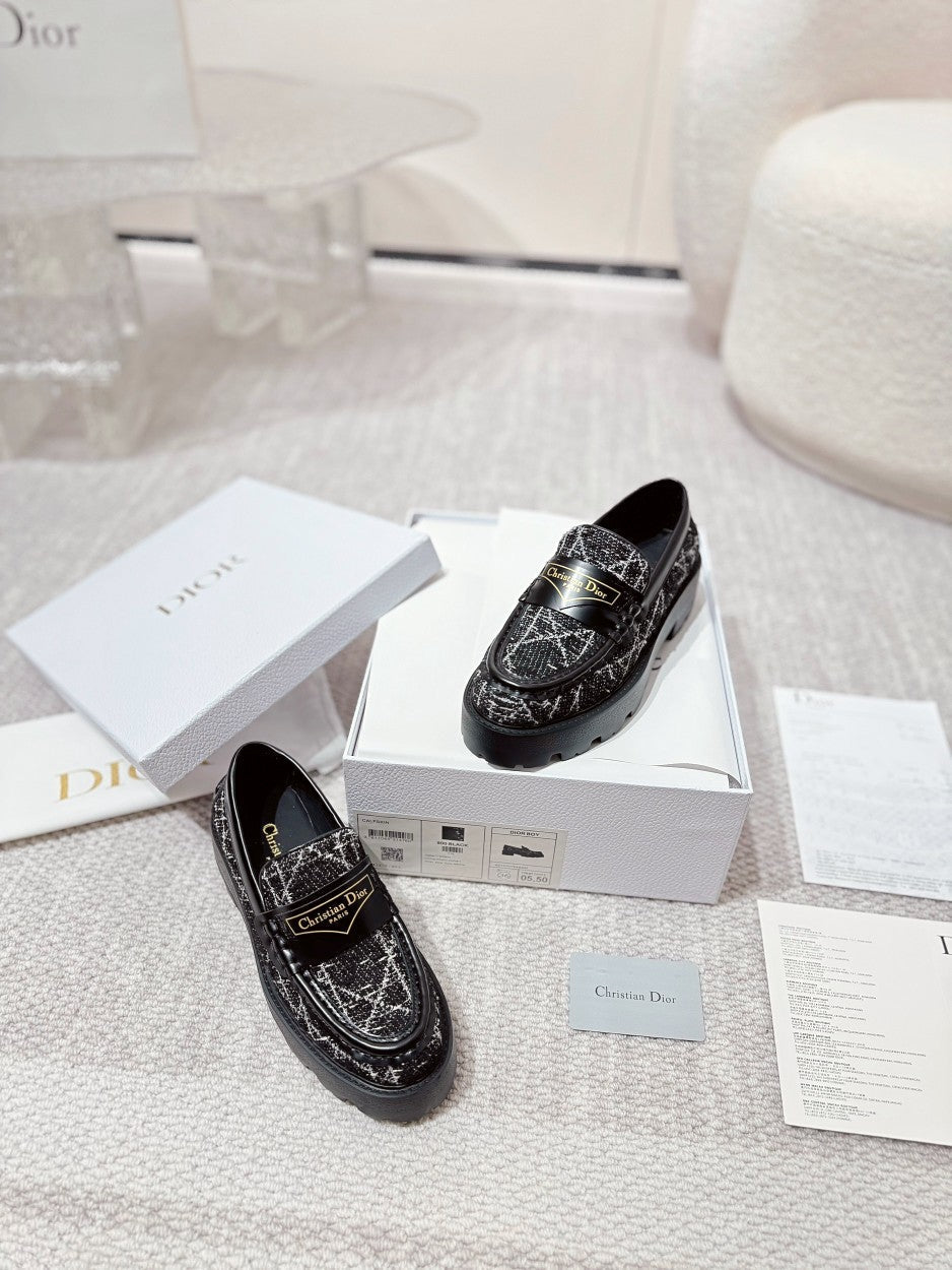 CD Boy Platform Loafer In Black Tweed Fabric  988792
