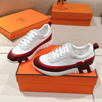 HM Men's Sneaker White Red Goatskin Suede 578952