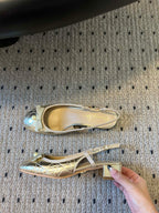 CD Ballet Slingback Pump 35mm In Gold Quilted Calfskin 997273