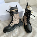 CD D-Major Ankle Boot In Dark Beige Mix Black Canvas With Fleece Lining 105072