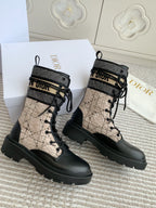 CD D-Major Ankle Boot In Dark Beige Mix Black Canvas And Cowhide 105071