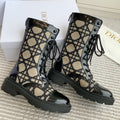 CD D-Unit Ankle Boot In Dark Beige Mix Black Canvas And Glossy Cowhide  105082