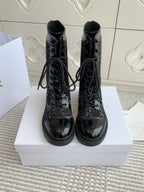 CD D-Unit Ankle Boot In Black Tweed Fabric And Glossy Cowhide 105086