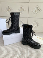 CD D-Unit Ankle Boot In Black Tweed Fabric And Glossy Cowhide 105086
