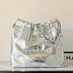 25C Hobo 22 Bag 35cm Silver Metalic Lambskin