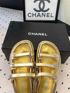 CC Slippers Gold Lambskin 146995