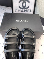 CC Sandals In Black Lambskin 147004