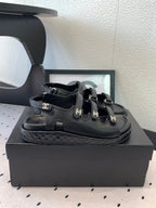 CC Sandals In Black Lambskin 147004