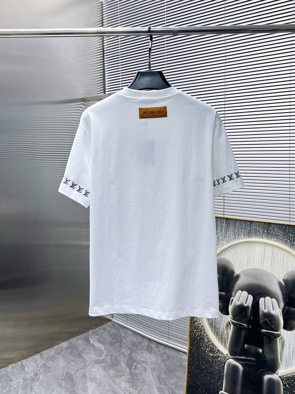 LV T-SHIRT LOGO EMBROIDERED WHITE COTTON 238805