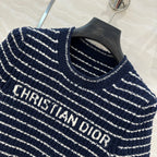 CD Striped knitted Top Navy Blue Cotton