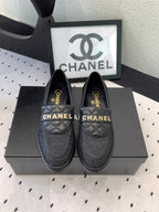 CC Moccasins In Black Denim Fabric 147020