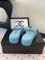 CC Thong Slippers In Could Blue Lambskin 147048