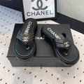 CC Thong Slippers In Black Lambskin 147051