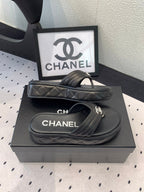 CC Thong Slippers In Black Lambskin 147051