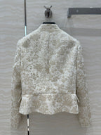 CD 25 Stand-up Collar Short Jacket Beige Actylic
