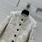 CD 25 Stand-up Collar Short Jacket Beige Actylic
