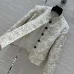 CD 25 Stand-up Collar Short Jacket Beige Actylic