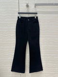 Celine Flared Velvet Pants Black Cotton
