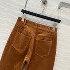 Celine Flared Velvet Pants Brown Cotton