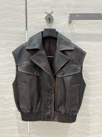 Miumiu 25 Jacket Vest Black Brown Lambskin