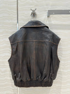 Miumiu 25 Jacket Vest Black Brown Lambskin