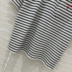 Prada Striped Short-sleeved T-shirt Black mix White Cotton