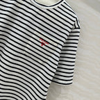 Prada Striped Short-sleeved T-shirt Black mix White Cotton