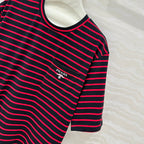 Prada Striped Short-sleeved T-shirt Red mix Black Cotton