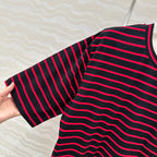 Prada Striped Short-sleeved T-shirt Red mix Black Cotton