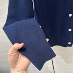 Miu Miu Polo Collar Cardigan Navy Blue Cashmere