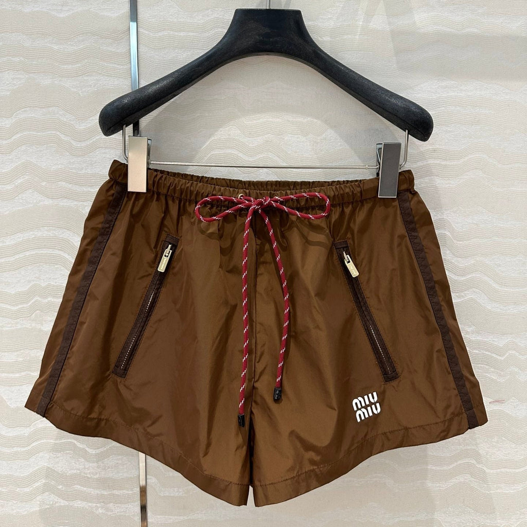 Miu Miu 25 Sport Short Cocoa Brown Technical Fabric