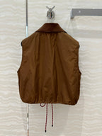 Miu Miu 25 Sport Zipper Vest Cocoa Brown Technical Fabric