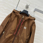Miu Miu 25 Hooded Short Jacket Cocoa Brown Technical Fabric