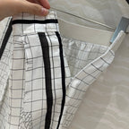 Hm 25 Coaching Deja Vu Wide-leg Straight Pants White Black Silk
