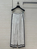 Hm 25 Coaching Deja Vu Wide-leg Straight Pants White Black Silk