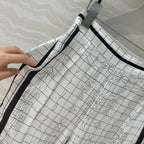 Hm 25 Coaching Deja Vu Wide-leg Straight Pants White Black Silk