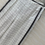 Hm 25 Coaching Deja Vu Wide-leg Straight Pants White Black Silk