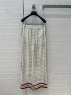 Hm 25 Coaching Deja Vu Wide-leg Straight Pants White Red Silk