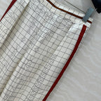 Hm 25 Coaching Deja Vu Wide-leg Straight Pants White Red Silk