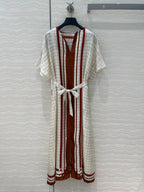 Hm 25 Coaching Deja Vu Shirt Dress White Brown Red Silk
