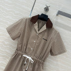 Miu Miu Short-sleveed Shirt Dress Brown Cotton