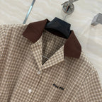Miu Miu Short-sleveed Shirt Dress Brown Cotton