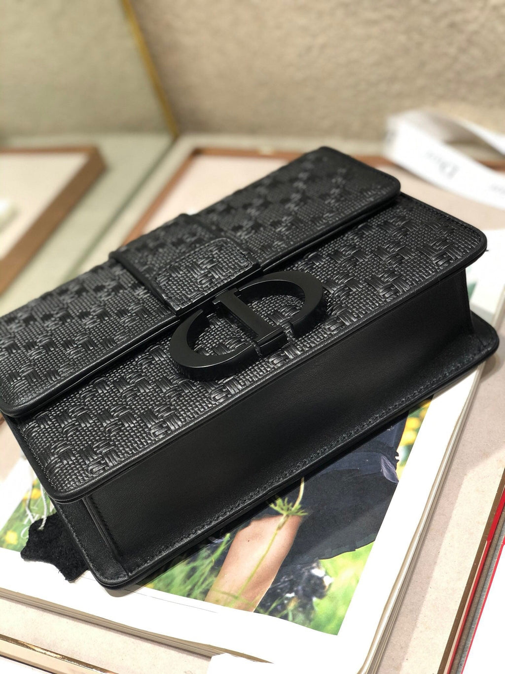 CD Embossed Montaigne Black Calfskin 336833