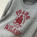Prada 25 Short-sleeved Sweatshirt Gray mix Red Wool Cashmere