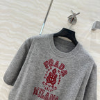 Prada 25 Short-sleeved Sweatshirt Gray mix Red Wool Cashmere