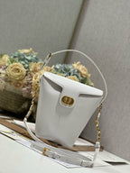 CD  Montaigne Large Chain Bucket Bag White Calfskin 336797