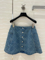 CD Short Skirt Retro Blue Cotton