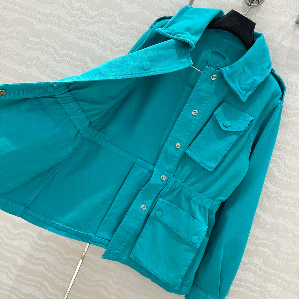 Prada 25 Hooded Jacket Blue-green Cotton